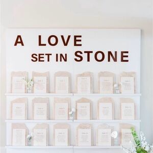 A Love Set in Stone Wedding Seating Chart - White and Cream with Stone